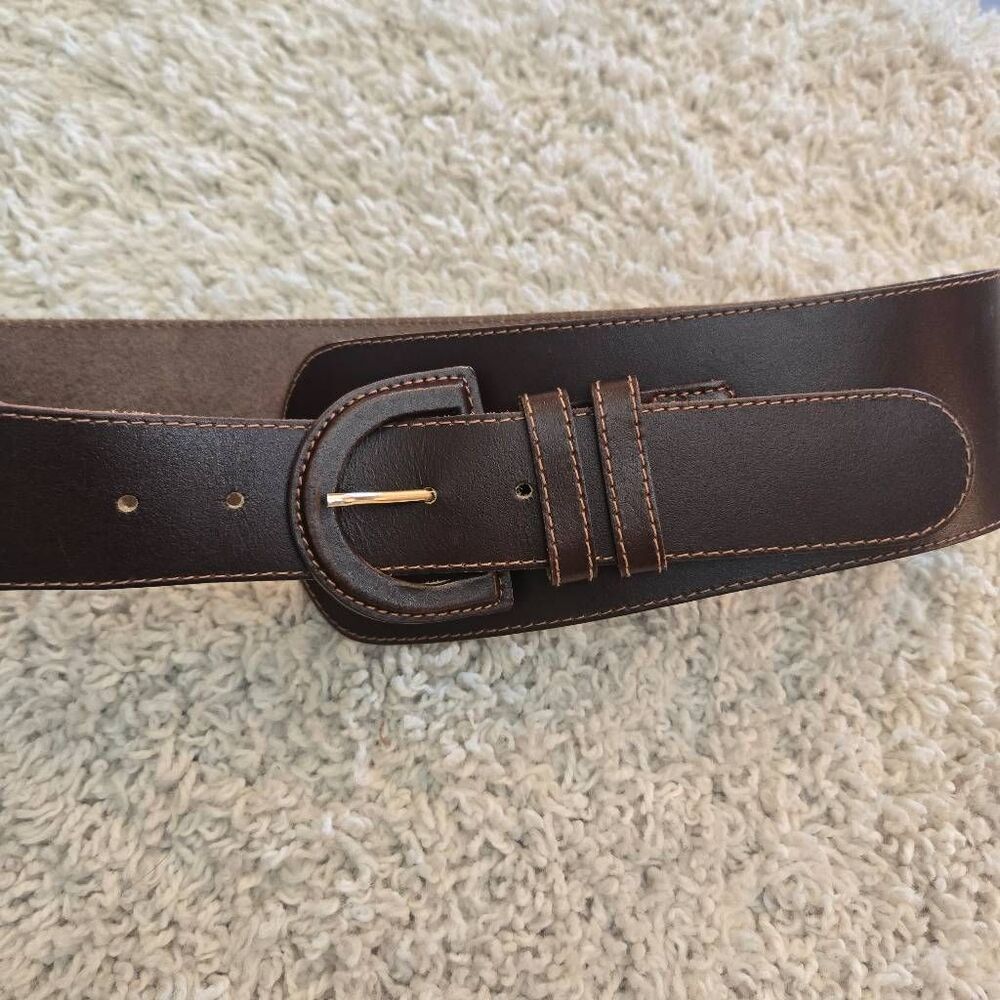 The Limited Dark Brown Wide Leather Waist Belt Made in Italy Size Small - Picture 3 of 8
